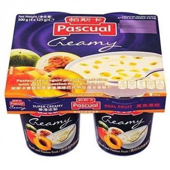 Pascual Yogur Cremoso Melocotón y Maracuyá - Paquete de 4 x 125 gr - Total: 500 gr