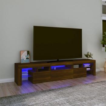 Mueble de TV con luces LED marrón roble 200x36,5x40 cm vidaXL