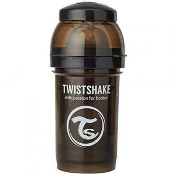 Twistshake Biberón Anti-cólicos con Tetina Flujo Lento de Silicona para Bebés, la Alimentación Biberón Con Tetina Similar al Pecho, Botella para Beber de Leche, 180 ml, Sin BPA, 0+ Meses, Negro