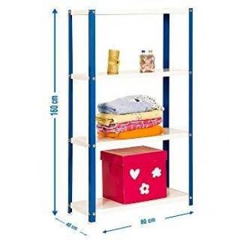Estantería Simonhome Classic Mini 4/400 Azul/Blanco - 402100204168044 - Simon Rack, Estantería con tornillos para casa Homeclassic 4 estantes, Dimensiones: 1600x800x
