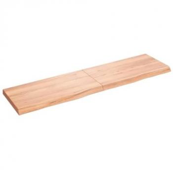 Encimera de baño madera maciza tratada marrón claro 120x30x4 cm
