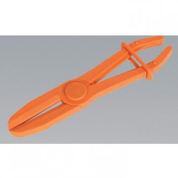 Alicates de presión y pinza para abrazadera de manguera SEALEY VS032, fabricados en acero al carbono con acabado niquelado, capacidad de agarre ajustable, mango ergonómico antideslizante, diseño