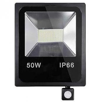 Proyector LED Exterior con Sensor Olivino 50W 6500K Negro 4500lm IP66