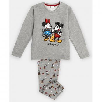 Pijama de niña Disney manga larga Sketch gris