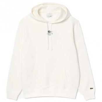 Lacoste - Sudadera unisex con capucha estampada Big Logo blanco puro - XL