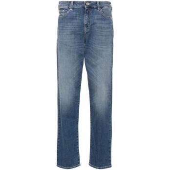 Emporio Armani Women's Straight Denim Cotton Jeans in Blue | Size 27 | Classic Five Pockets Slim Cut