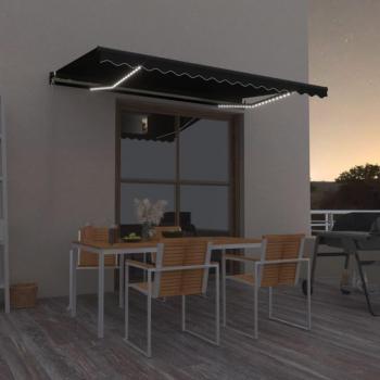 Toldo manual retráctil con LED 400x350 cm Antracita