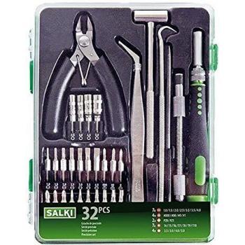 SALKI Juego de Destornilladores de Precisión 32 Piezas - Kit de Herramientas de Precisión de 32 Piezas, para Bricolaje, Reparación de Prodcutos de Electrónica, Relojes, Gafas