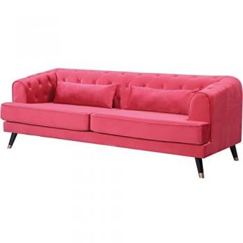 Sofá de terciopelo Gloria - 216 x 86 x 76 cm - 3 plazas - Rojo
