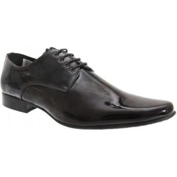 Goor Men's Chisel Toe Patent Leather Lace-Up Gibson Dress Shoes