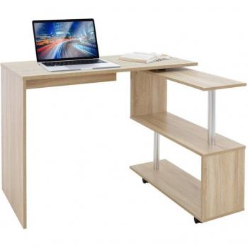 Escritorio Esquinero en Forma De L 150x88x75cm Marrón y Escritorio con Cuatro Ruedas 150x88x75 cm Natural MDF