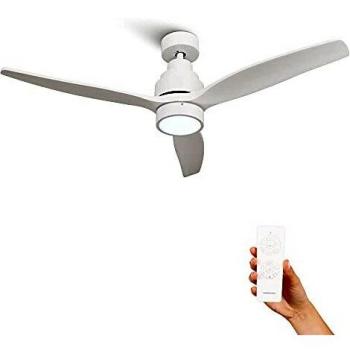 Mellerware - Ventilador de Techo con Mando a Distancia Brizy Bright | 45 W | 6 Velocidades | Ultra silencioso | 3 Aspas 132 de Diámetro | Función Verano-Invierno | Temporizador | LED | White