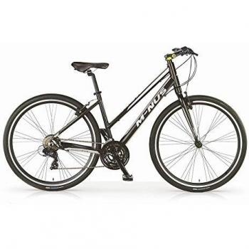 Bicicleta híbrida MBM Minus para mujeres, cuadro de aluminio, 21 velocidades, ruedas 28, color negro, tenedor de suspensión opcional