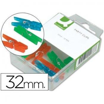 Q-Connect 39393 Alicate Mini ropa 32 m m – Juego de 10 varios