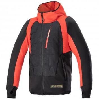 Chaqueta de Moto Alpinestars MO.ST.EQ Hybrid Negro-Rojo Llama, textil, con capucha, talla XL