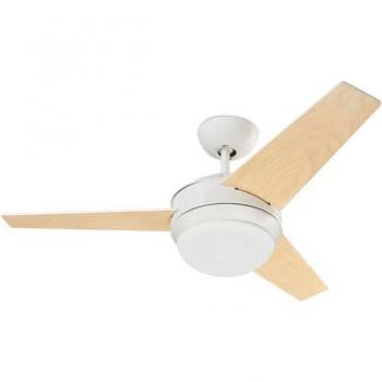 Ventilador de Techo Windy Glass IP20, Acero y Madera Transparente, Blanco, 34cm, E27 15W