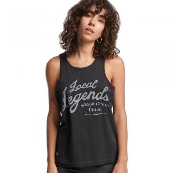 Camiseta Sin Mangas Vintage Superdry Merch Store Color Negro Deslavado