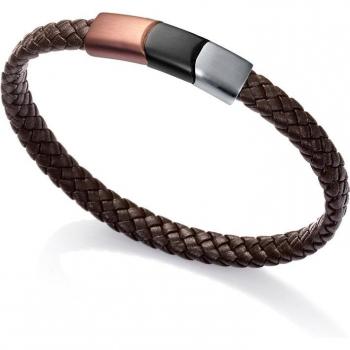 Pulsera Viceroy Magnum 1329P09011 - Hombre, Acero y Piel Marrón