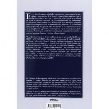 COMENTARIO A LA METAPHYSICA DE ARISTOTELES: xposición analítica de la Metaphysica, y metafísica de los Analytica: género-sujeto, principios y ... 180