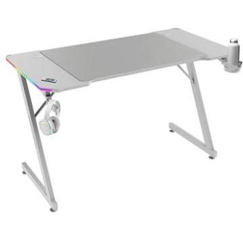 Mesa Gaming Ergonómica MGD-X120RGB, Iluminación ARGB con Controlador, Alfombrilla XXL, Soportes Externos, 120x60cm, Blanco