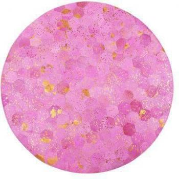Alfombra de Cuero Rosa 140 cm Moderna Patchwork Turquesa Patrón Nido de Abeja Redonda Tejida a Mano Zeytin