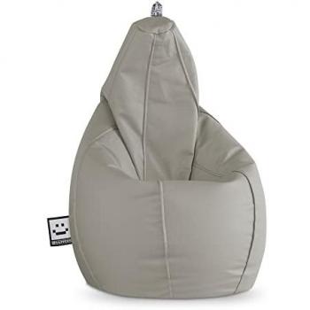 Puff Pera Polipiel Gris Claro XL HAPPERS - Cómodo, Ligero y Resistente