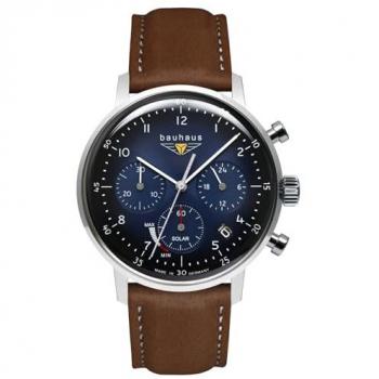Bauhaus Solar Chronograph Men's Watch with Leather Strap - Made in Germany