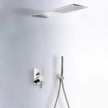 Tres Griferia - Kit De Ducha Monomando Empotrado Max Con Cierre Y Regulación De Caudal. · Cuerpo Empotrado Incluido · Rociador Ducha Inox A Pared 160X550 Mm.