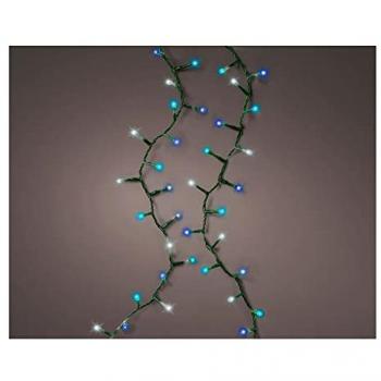 Guirnalda LED Compacta Parpadeante 750 LEDs Colores Blanco, Azul y Turquesa - Cable Verde 21m