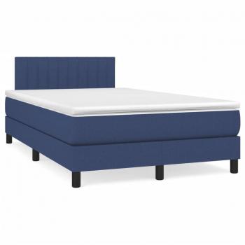 Cama box spring con colchón tela azul 120x190 cm Azul