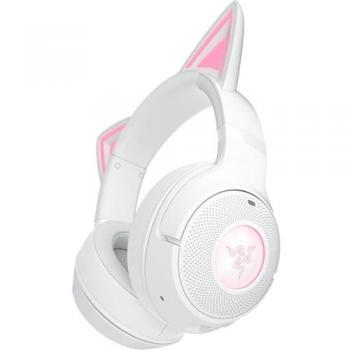 Auriculares Inalámbricos RGB Razer Kraken Kitty V2 Bluetooth con Orejas de Gatito para Juegos y Streaming - Blanco