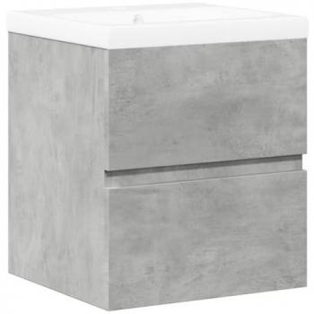 Set de muebles de baño 2 piezas madera contrachapada gris hormigón, incluye armario de baño y armario de almacenaje de aseo