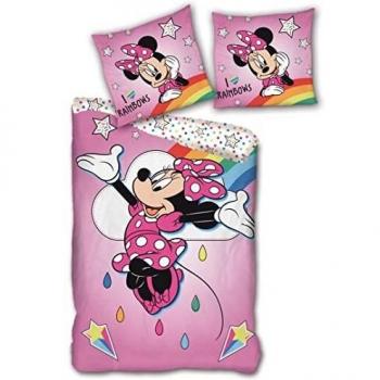 AYMAX S.P.R.L. Juego de Cama Minnie Rainbow, Funda nórdica de 140 x 200 cm y Funda de Almohada de 63 x 63 cm