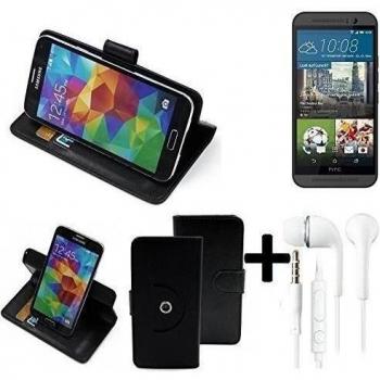 TOP SET: 360° Funda Smartphone para HTC One M9, negro + Auriculares | Función de stand Caso Monedero BookStyle mejor precio, mejor funcionamiento - K-S-Trade | Funda Universal Caso Monedero cubierta del tirón Monedero Monedero