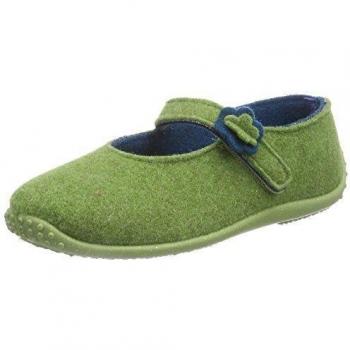 Fischer Mädchen-Klett-Hausschuhe - pantuflas con forro de fieltro niña, color verde, talla 29