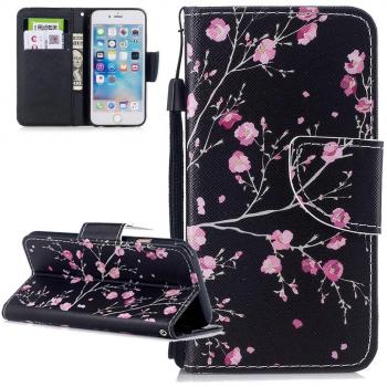 EMAXELERS Funda iPod Touch 5 5th de Premium PU Cuero Cartera para Tarjetas y Cierre Magnetico Soporte Plegable Delgada Funda Protectora para iPod Touch 6th Pink Flowers Black Case HX