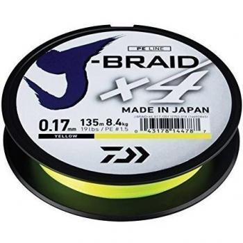 Daiwa J-trenza X4 Trenzado Sedal - Todas Las Tallas & Colores - Amarillo, 0.15mm 135m