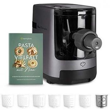 SPRINGLANE Máquina eléctrica para hacer pasta y fideos, Elaboración automática de pasta fresca y espagueti casero - 7 accesorios, 4,5 kg, con espatula, cepillo de limpieza, y libro de recetas
