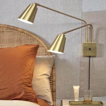 Aplique de pared It's About RoMi Bremen, 2 brazos, metal dorado, 130 cm