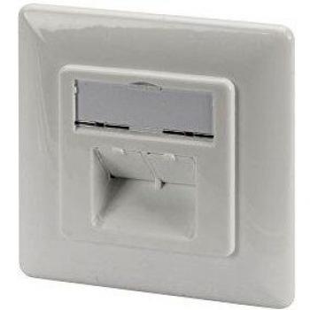 Toma de conexión DIGITUS Cat-6A - 2 puertos RJ45 - toma de red empotrada - alimentación vertical - compatible con diseño - blanco puro