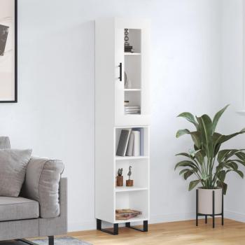 Aparador alto de madera contrachapada blanca 34,5x34x180 cm