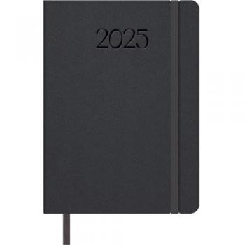 Dohe - Agenda 2025 - Día por Página, Tamaño A5 (14x20 cm), 12 Meses Enero a Diciembre, Tapa Flexible de Polipiel, Planificador en Español - MANHATTAN Negro