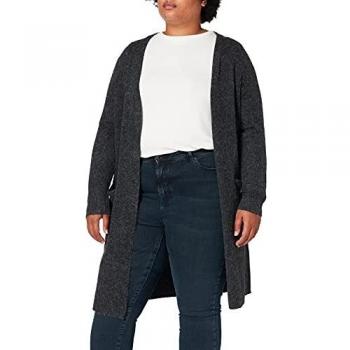 Vero Moda Curve VMDOFFY LS Long Open Cardigan GA Curve Suéter, Black/Detail:Melange, L-48/50 para Mujer