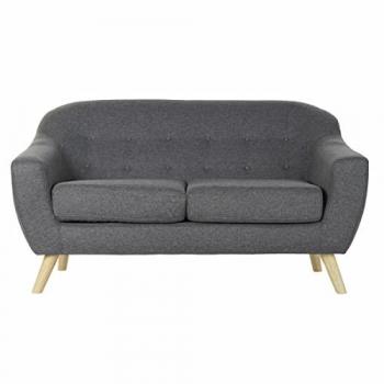 Sofá de 2 Plazas Escandinavo Gris Multicolor con Estructura de Madera de Caucho - DKD Home Decor 146 x 72 x 82 cm