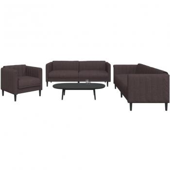 Conjunto de sofás 3 piezas de tela marrón oscuro Vidaxl