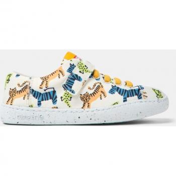 CAMPER Peu Touring - Smart casual shoes for Girls - White, Orange, Blue, size 27, Cotton fabric; CAMPER Peu Touring - Smart casual shoes for Girls - White, Orange, Blue, size 9.5, Cotton fabric