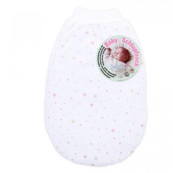 Saco de dormir orgánico para bebé con ranura para cinturón, mezcla de estrellas en color arena/berry