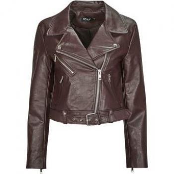 Only ONLNEWVERA Faux Leather Biker Jacket for Women - Brown, Size L