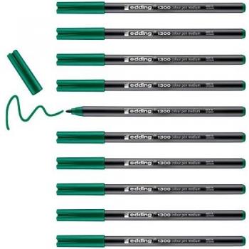 Edding 1300 Rotulador de Trazo Medio en Verde, Punta Redonda de 2mm, Ideal para Dibujar, Escribir y Crear Mandalas - Paquete de 10