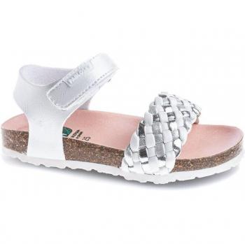 Pablosky - Sandalias de niña blancas de materiales reciclados con cierre adherente, planta fisiológica de corcho flexible y absorbente para un auténtico confort, piso de goma antideslizante y resistente al desgarro